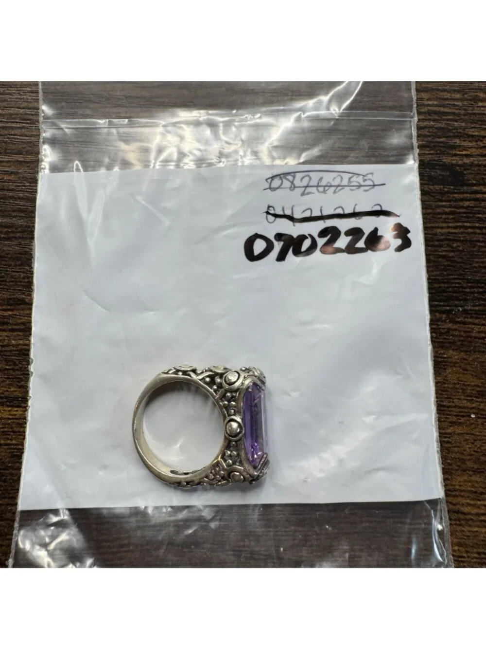Solid Sterling Silver 925 Faceted Amethyst 3.5mm Band Statement Ring Size 5.5